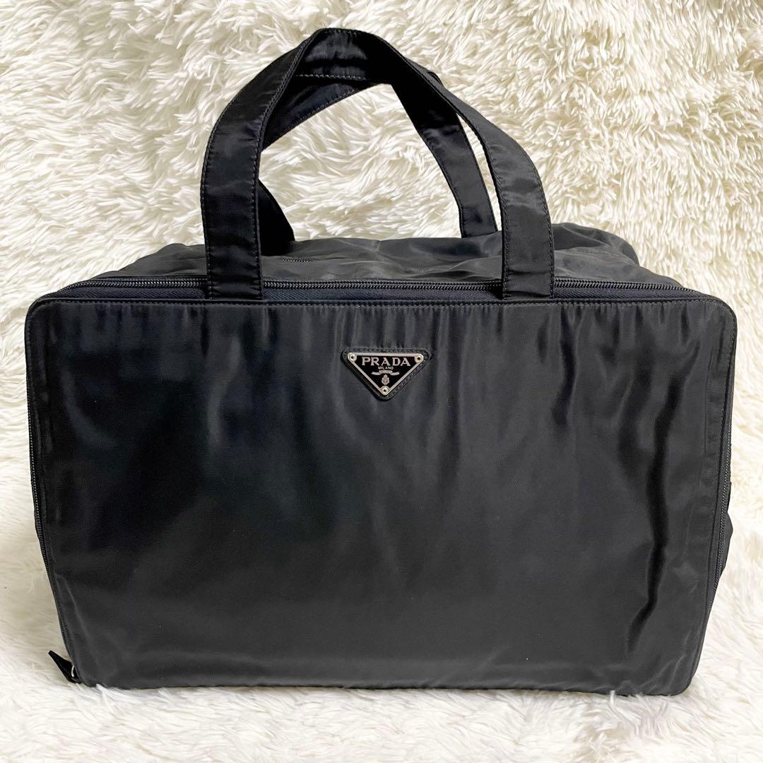 極美品 大容量 PRADA プラダ　ハンドバッグ トート　ボストン　三角ロゴ