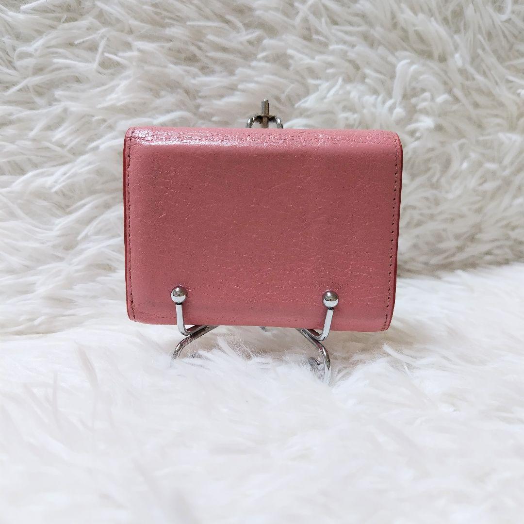 美品✨ミュウミュウ◇ラブレター三つ折り財布　マドラスレザーゴールド金具ピンク