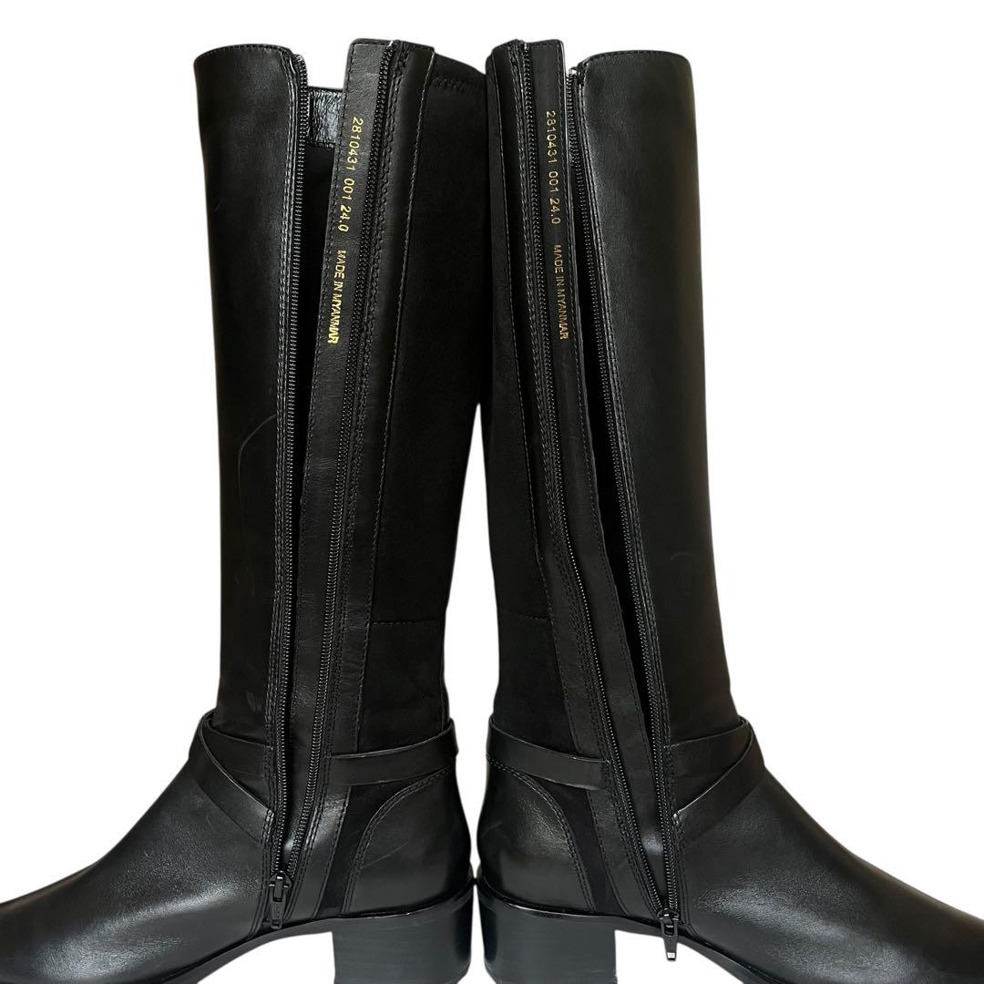 極美品 あしながおじさん 24 レザー ホースビット サイドジップ ロングブーツ