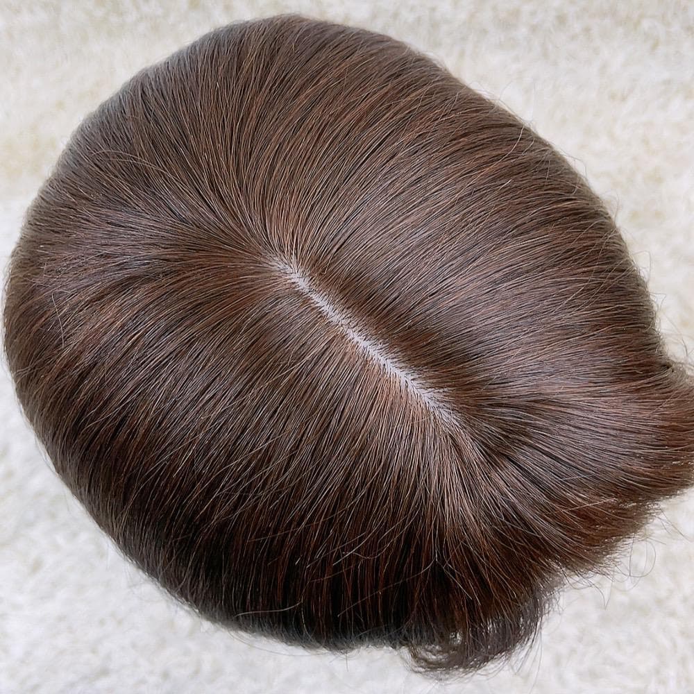 人毛100% フルウィッグ 医療用 ロング ストレート モカブラウン 茶髪