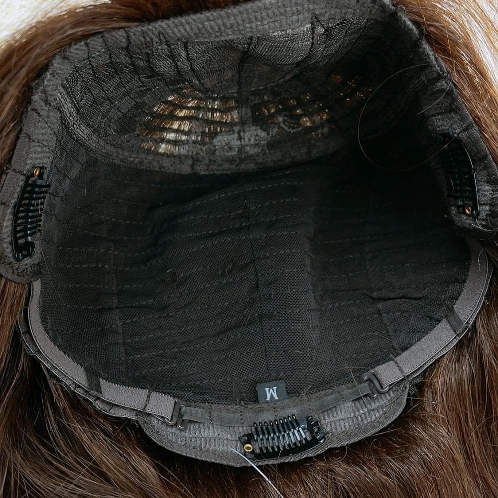 人毛100% フルウィッグ 医療用 ロング ストレート モカブラウン 茶髪