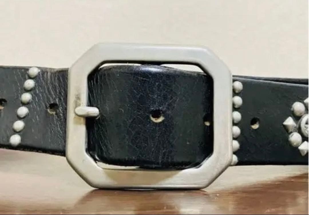 オールドスタッズ　レザーベルト　スタッズレザーベルト　ブラック　HTC