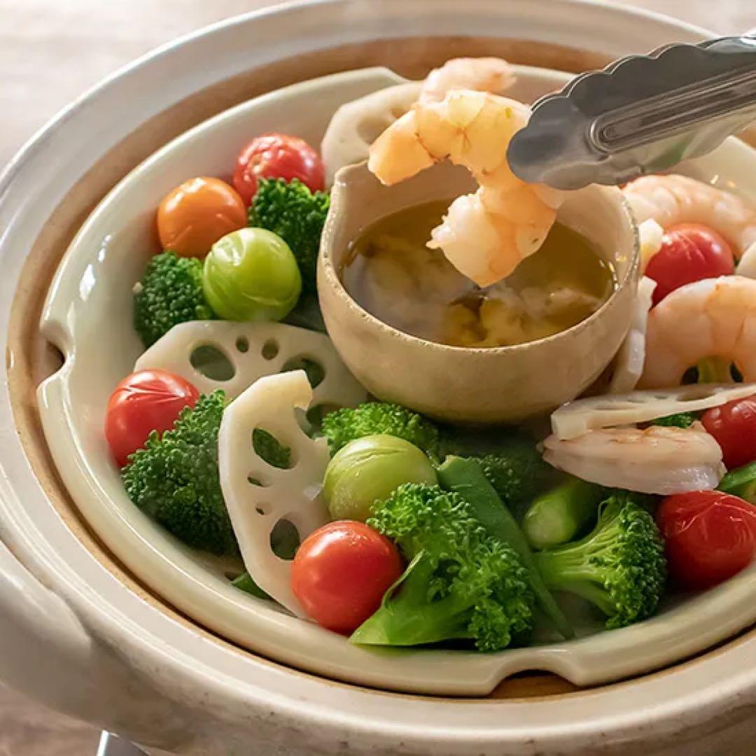 長谷園 ヘルシー蒸し鍋 白（中）