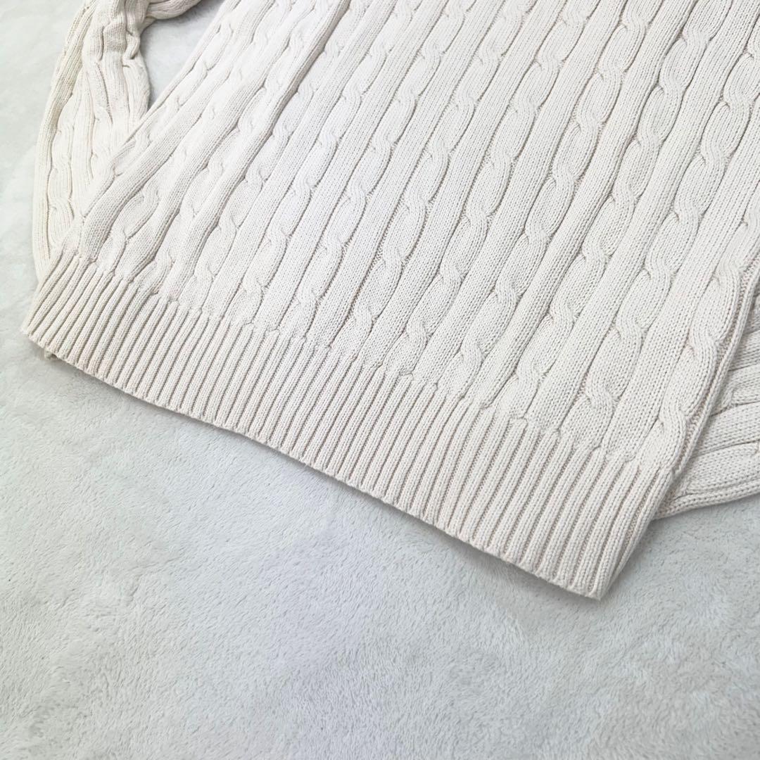 未使用級✨ポロラルフローレン　ケーブルニット　アイボリー　レディースLサイズ