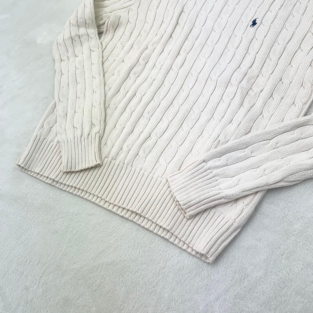 未使用級✨ポロラルフローレン　ケーブルニット　アイボリー　レディースLサイズ