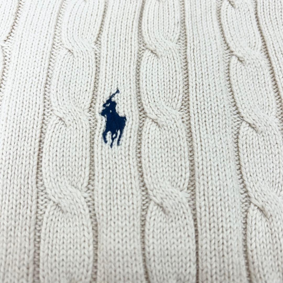 未使用級✨ポロラルフローレン　ケーブルニット　アイボリー　レディースLサイズ