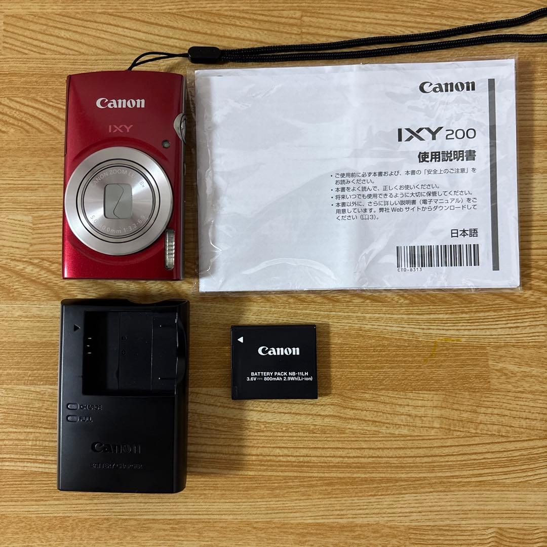 【美品】Canon IXY 200デジタルカメラ レッド 本体+充電器、予備電池