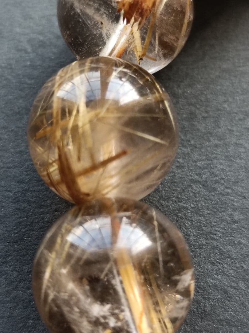 ゴールドルチル クォーツ 12mm玉 17cm ブレスレット　②