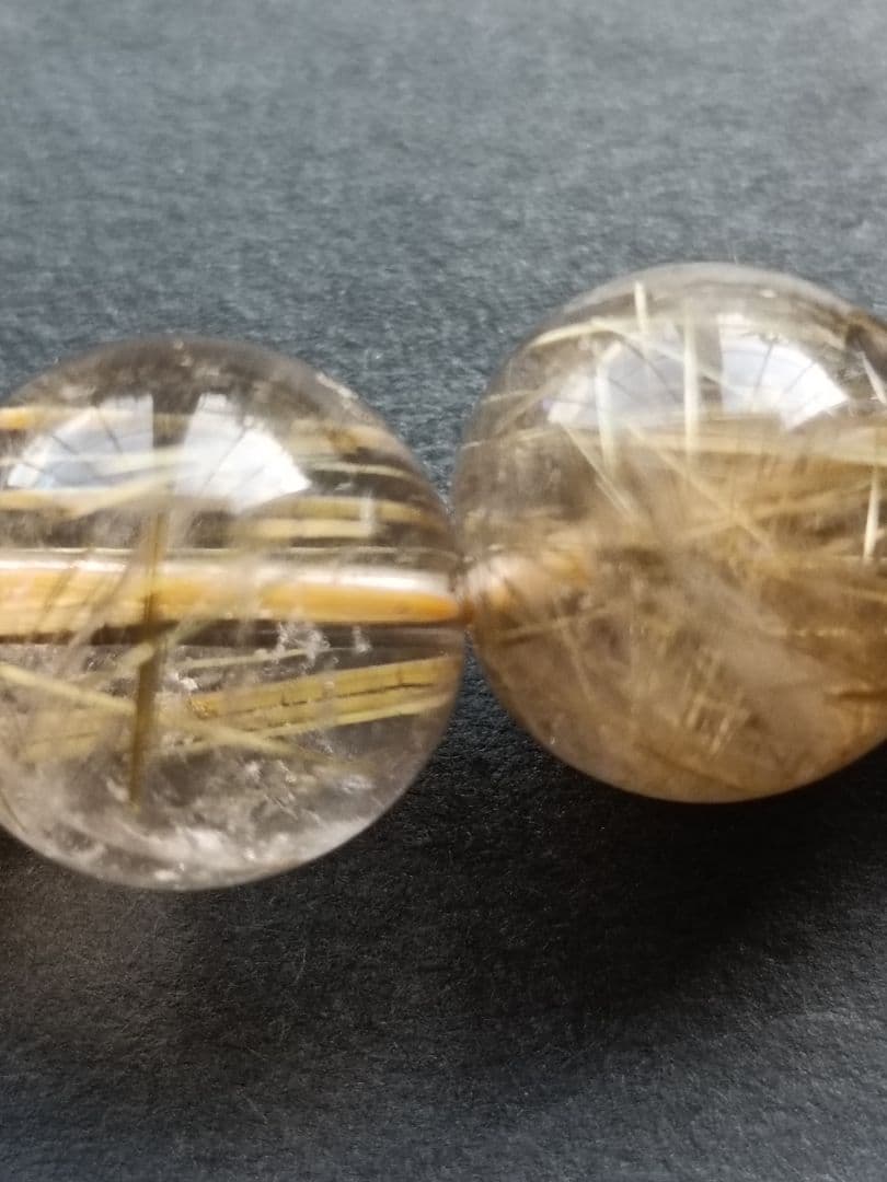 ゴールドルチル クォーツ 12mm玉 17cm ブレスレット　②