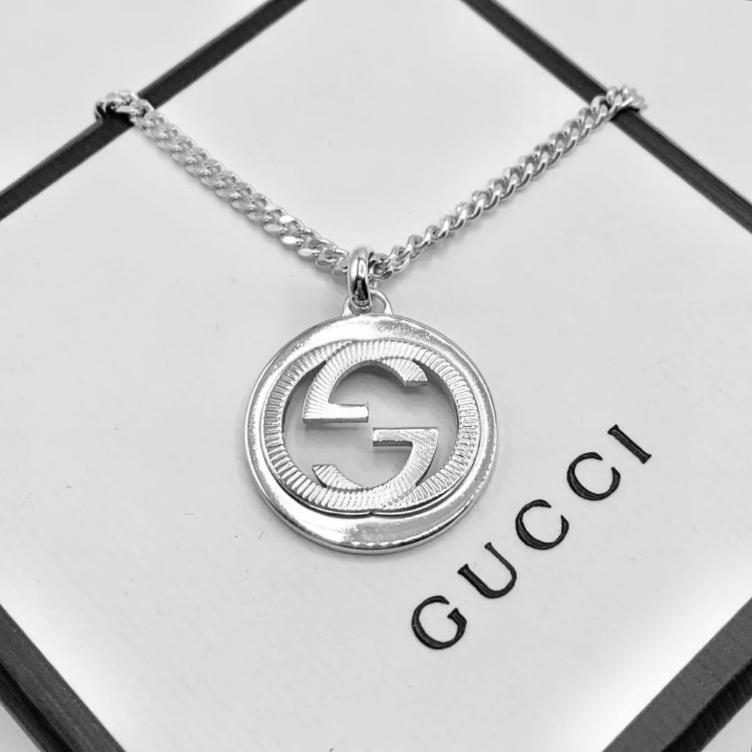 【鏡面仕上/美品】GUCCI インターロッキングG ギョーシェ　ネックレス　GG