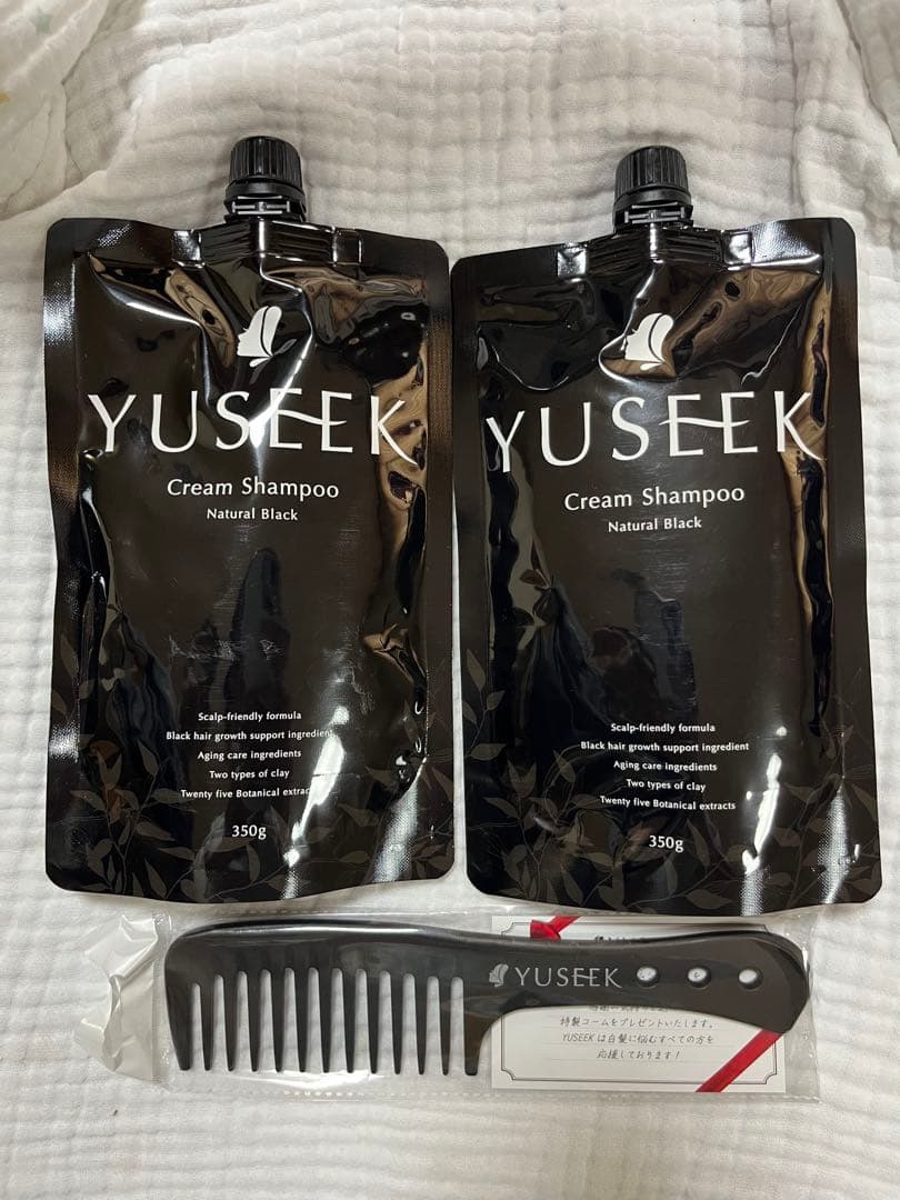 YUSEEKクリームシャンプー　ナチュラルブラック 350g✖️2個 コーム付き