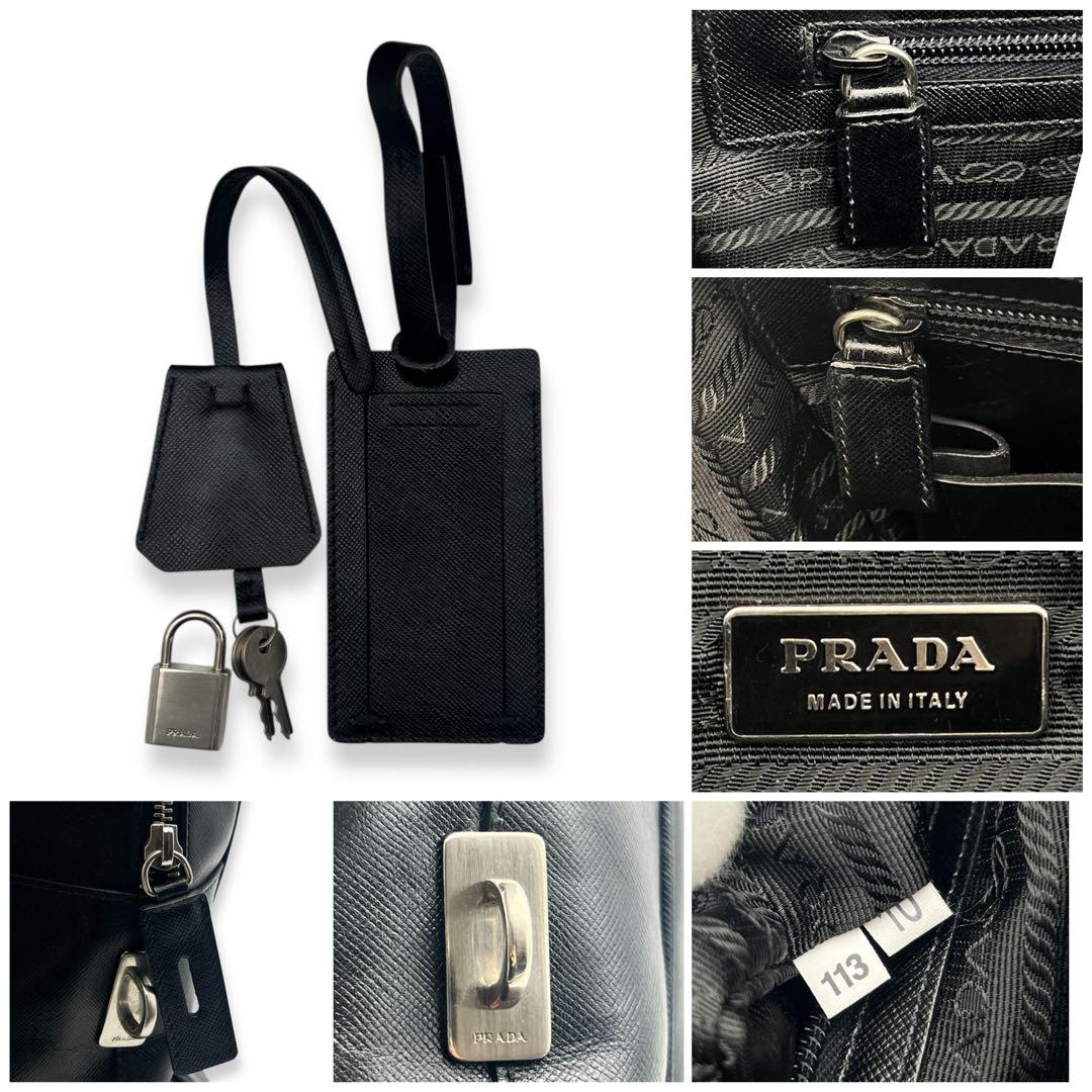 【美品】プラダ　サフィアーノ　三角ロゴ　ビジネス　ハンドバッグ　黒　775