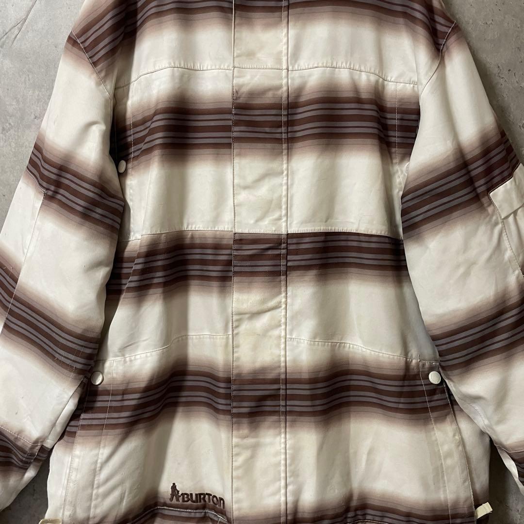 Burtonバートンスキーウェアスノーボードジャケットパーカー白茶色ボーダー希少