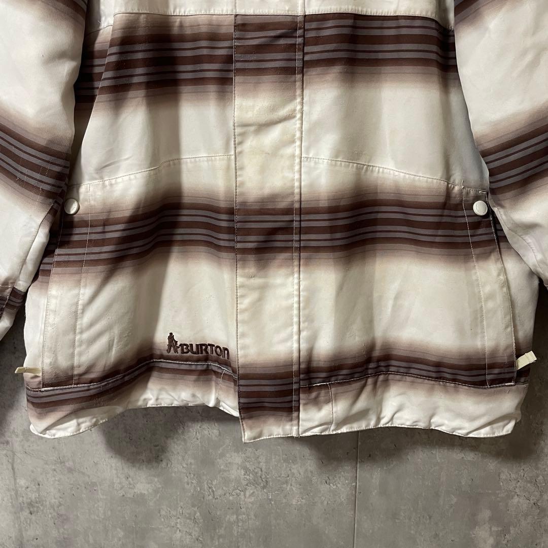 Burtonバートンスキーウェアスノーボードジャケットパーカー白茶色ボーダー希少