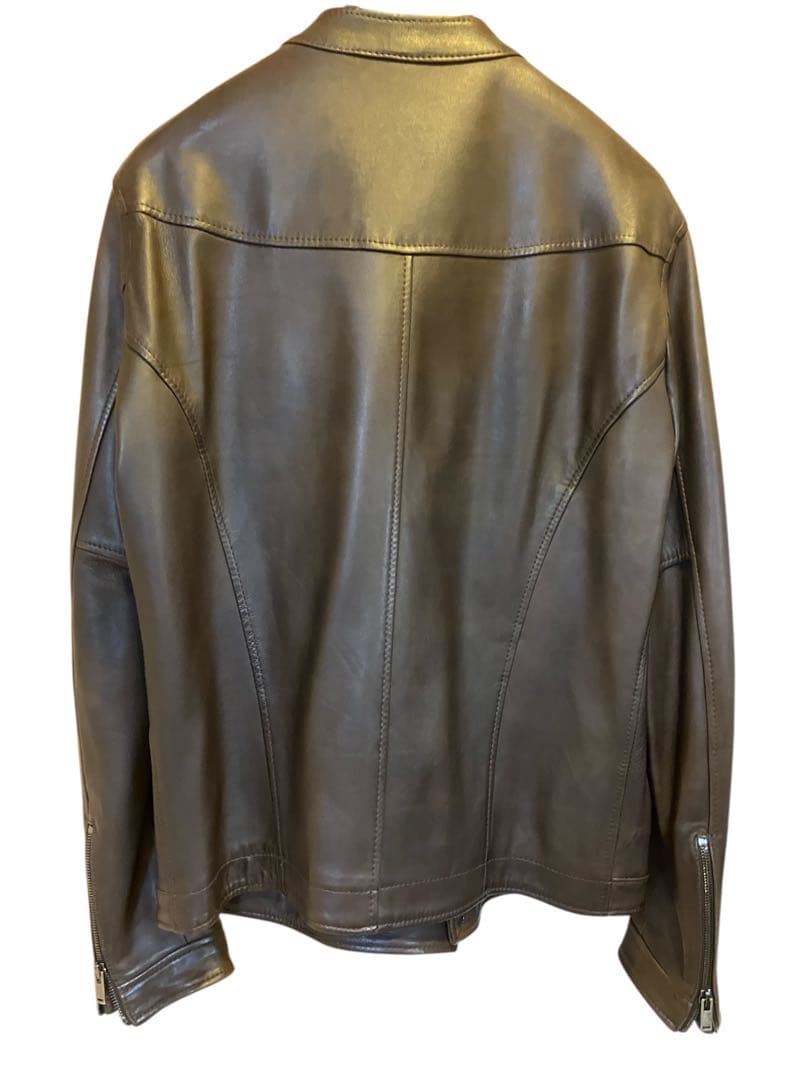 タリアトーレラムレザーシングルライダースブラウン茶46 エンメティjuri