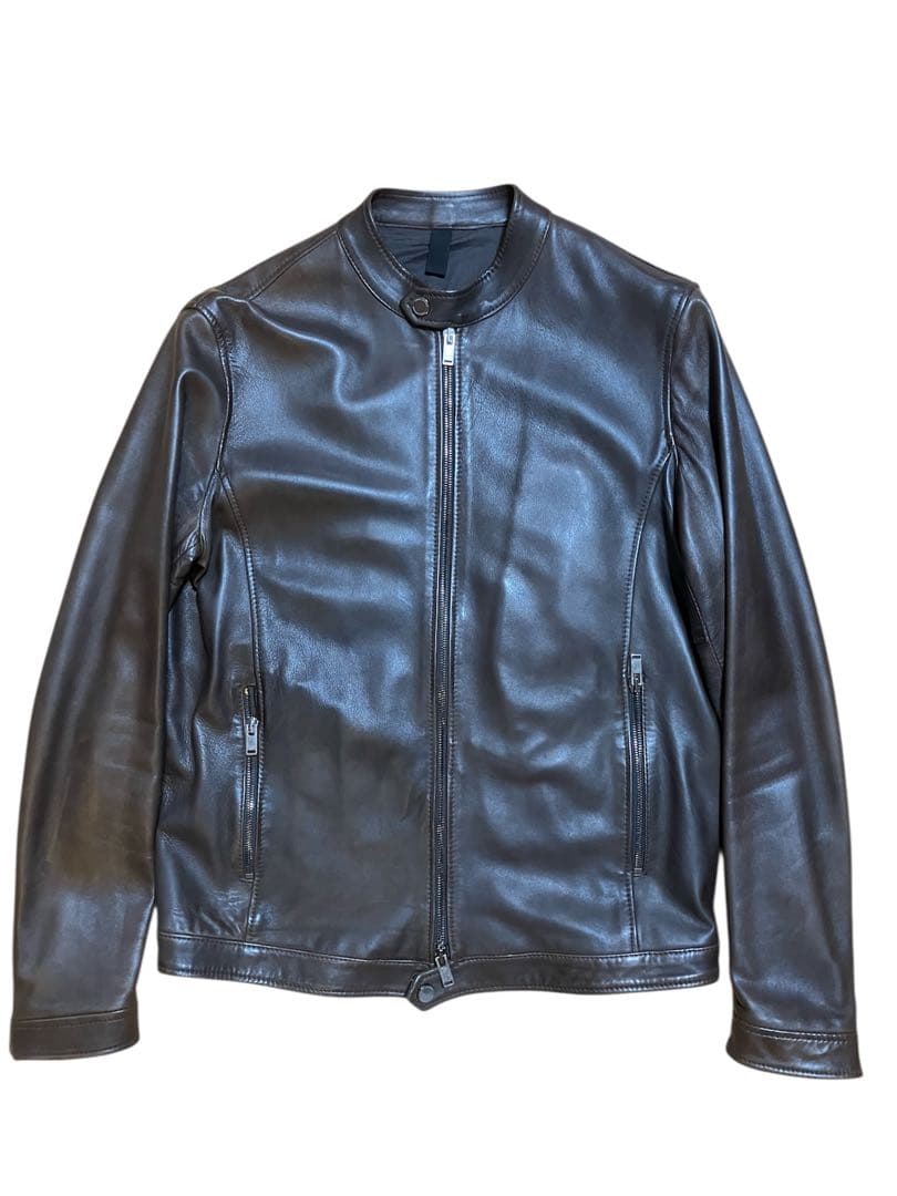 タリアトーレラムレザーシングルライダースブラウン茶46 エンメティjuri