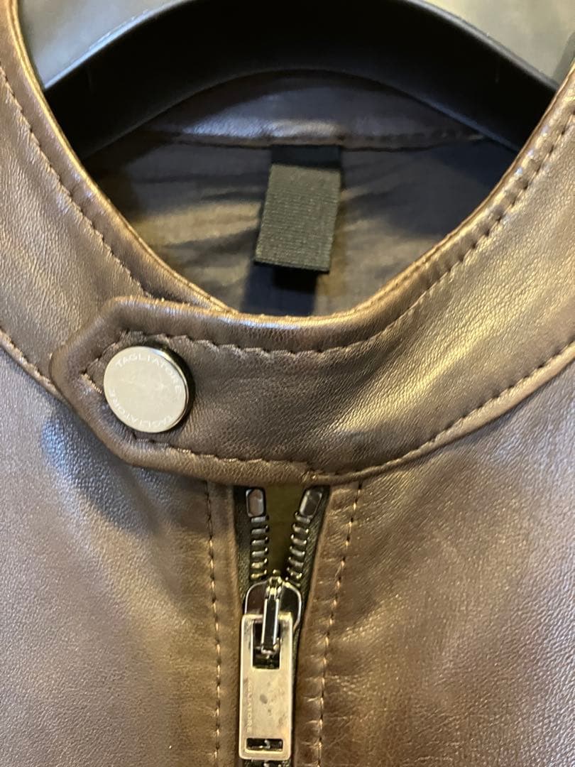 タリアトーレラムレザーシングルライダースブラウン茶46 エンメティjuri