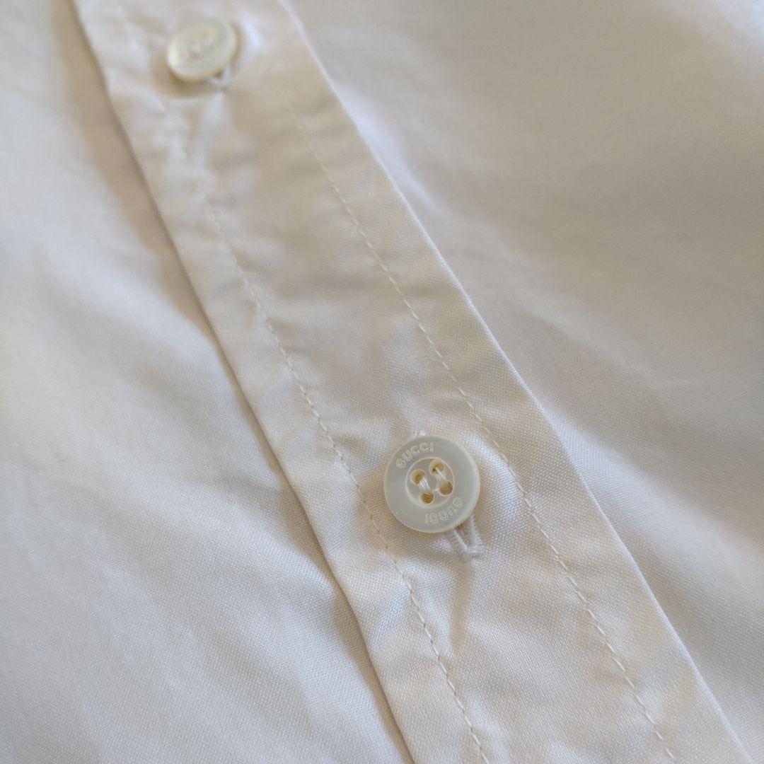 GUCCI　レギュラーカラーバックシェリーラインリボンテープシルクブラウス