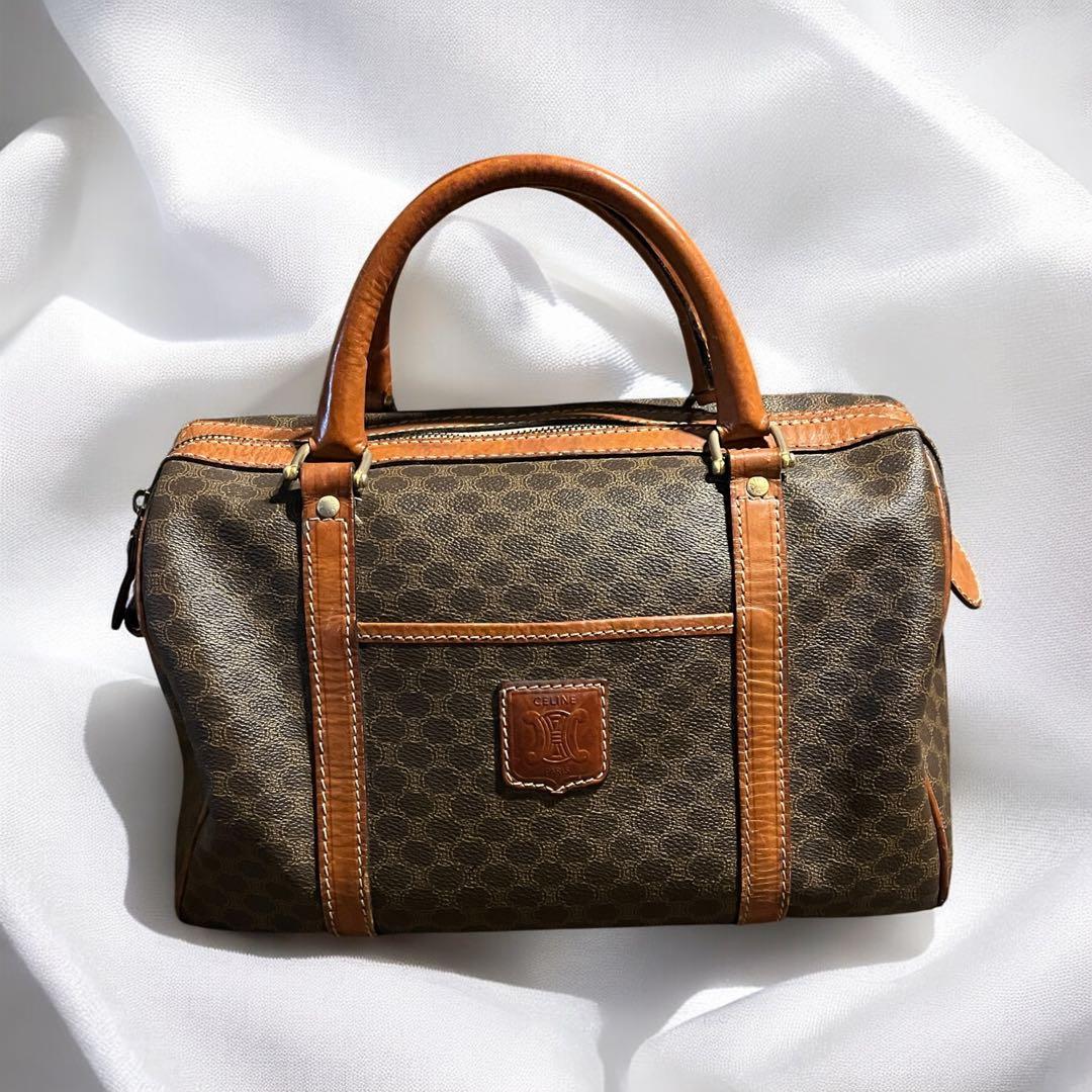 CELINE セリーヌ マカダム柄 ミニボストンバッグ ファスナー交換済 美品