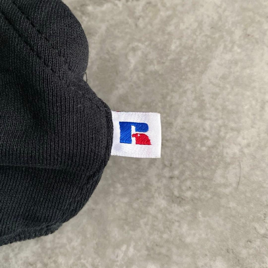 神サイズ 90s ラッセル 無地 ジップ パーカー 黒 ブラック XL