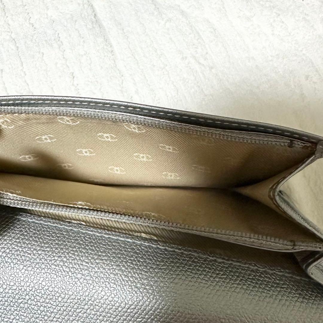 正規品 レア CHANEL シャネル 長財布 財布 シルバー グリーン ブルー