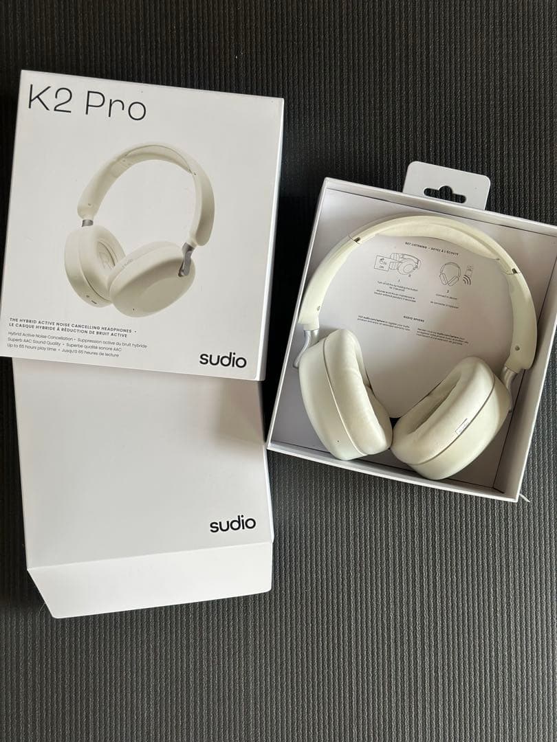 最新型❗️新品未使用❗️65h再生sudio K2Proホワイトワイヤレスヘッドホン