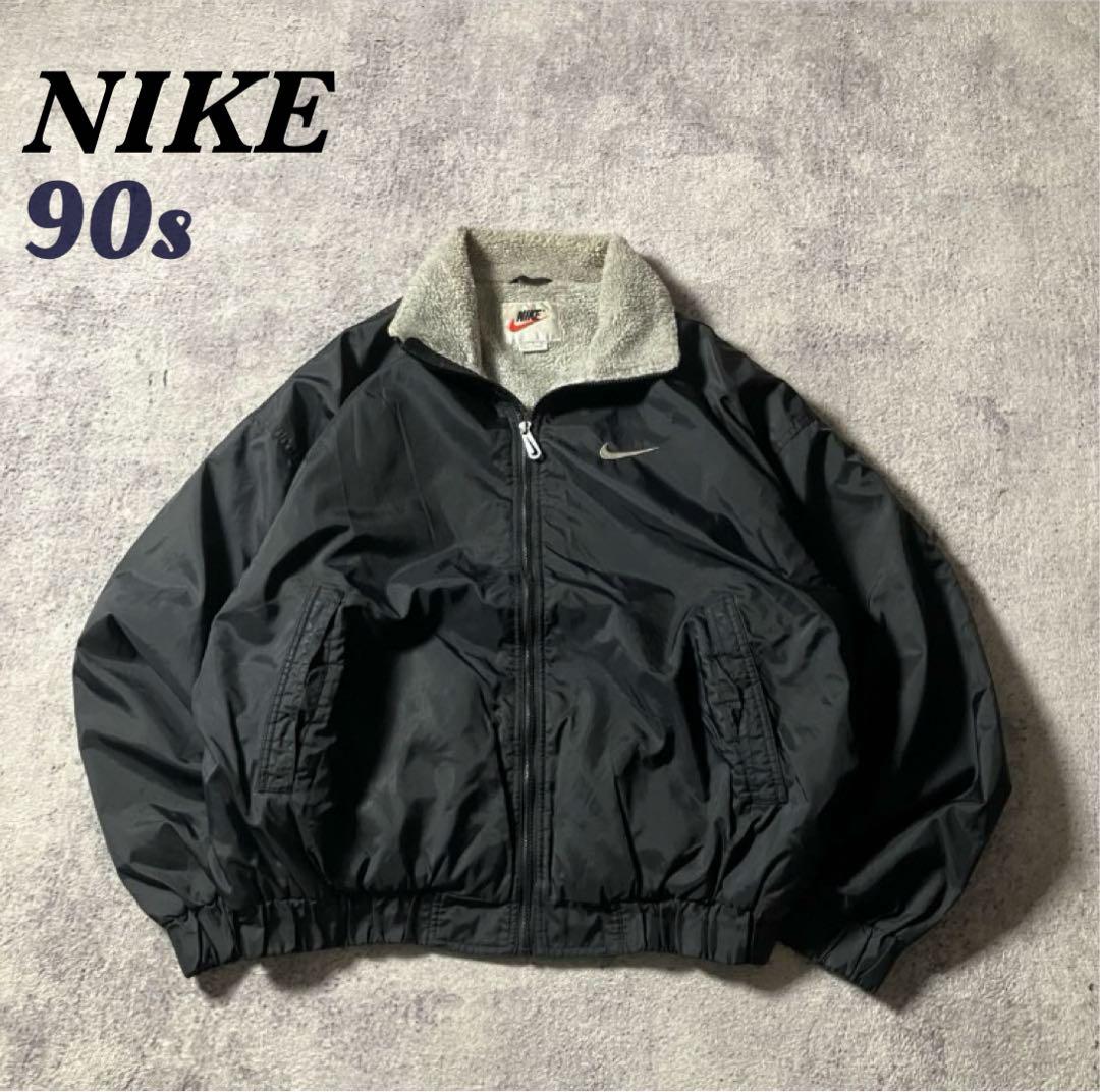 90sNIKEボアライナーウォームアップジャケットブルゾンスウッシュ刺繍ナイキ