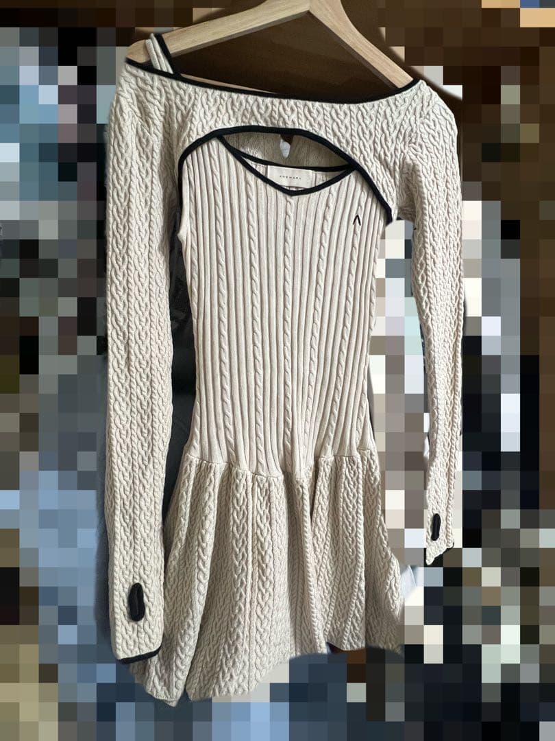 ANDMARY Nana cable flare mini dress ベージュ
