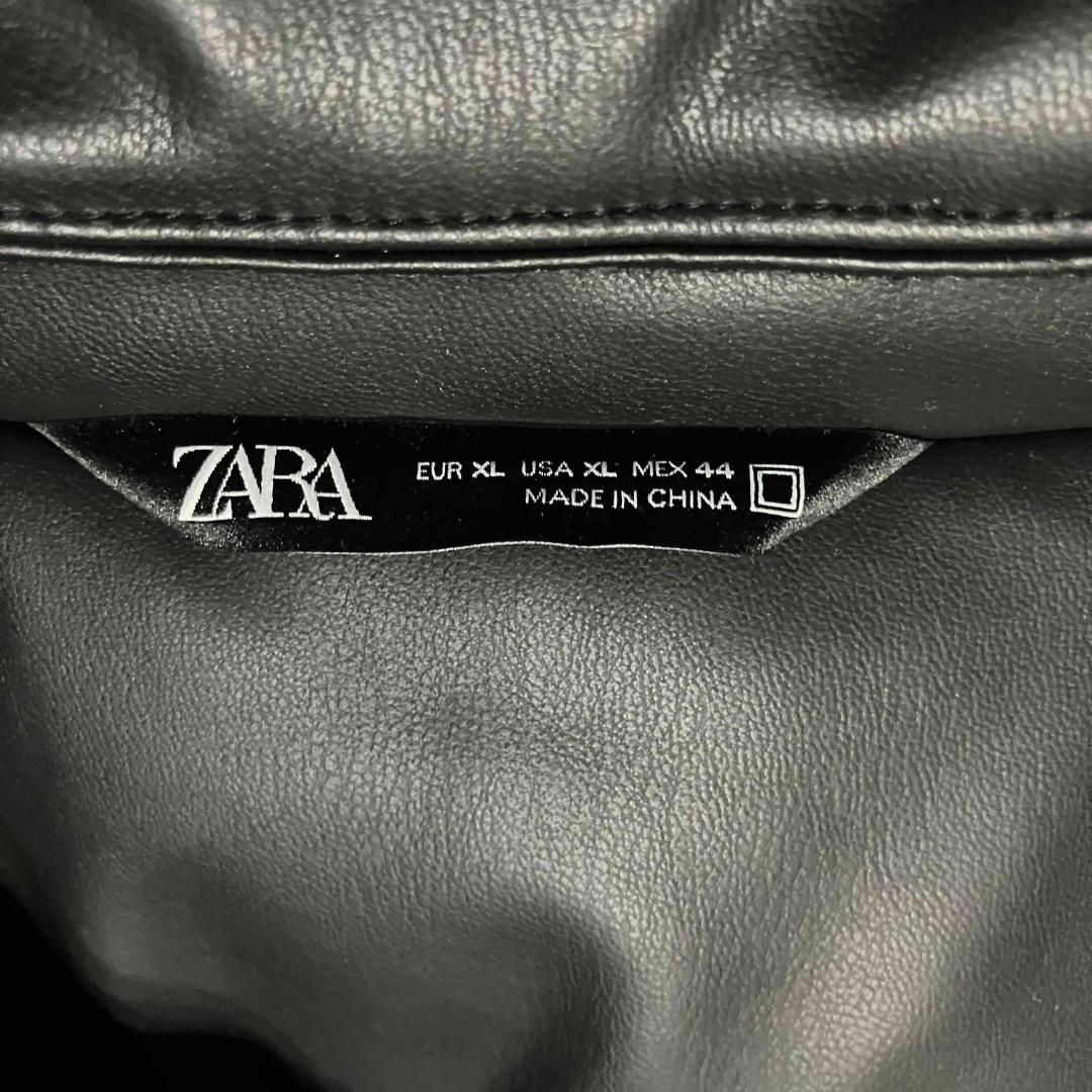 【USED美品】ZARA フェイクレザー パフジャケット XL