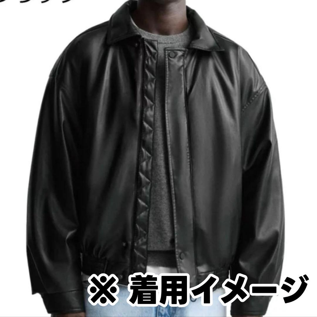 【USED美品】ZARA フェイクレザー パフジャケット XL