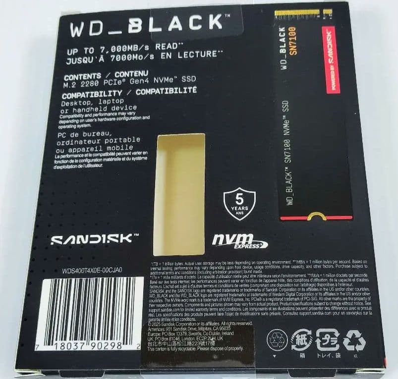 WD Black SN7100 4TB 昨年12月購入 125時間