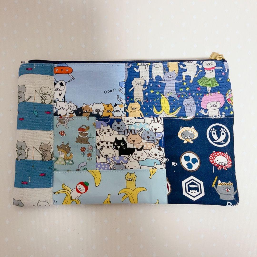チャッピー。 A4サイズ トートバッグ ポーチ ねこ生地パッチワーク