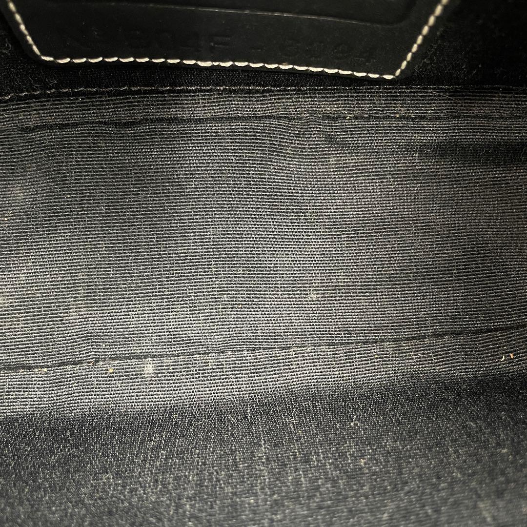 良品 COACH アクセサリーポーチ キャンバス レザー ブラック シグネチャー