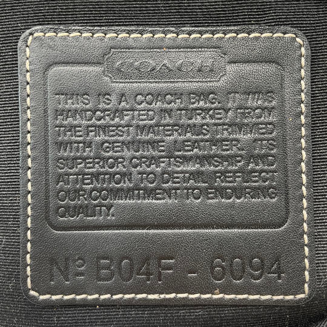 良品 COACH アクセサリーポーチ キャンバス レザー ブラック シグネチャー