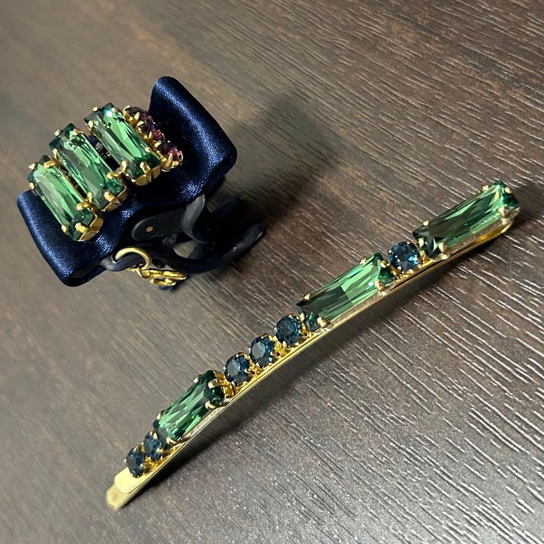 コンプレックスビズCOMPLEXBIZ スワロフスキーヘアクリップ＋ロングピン