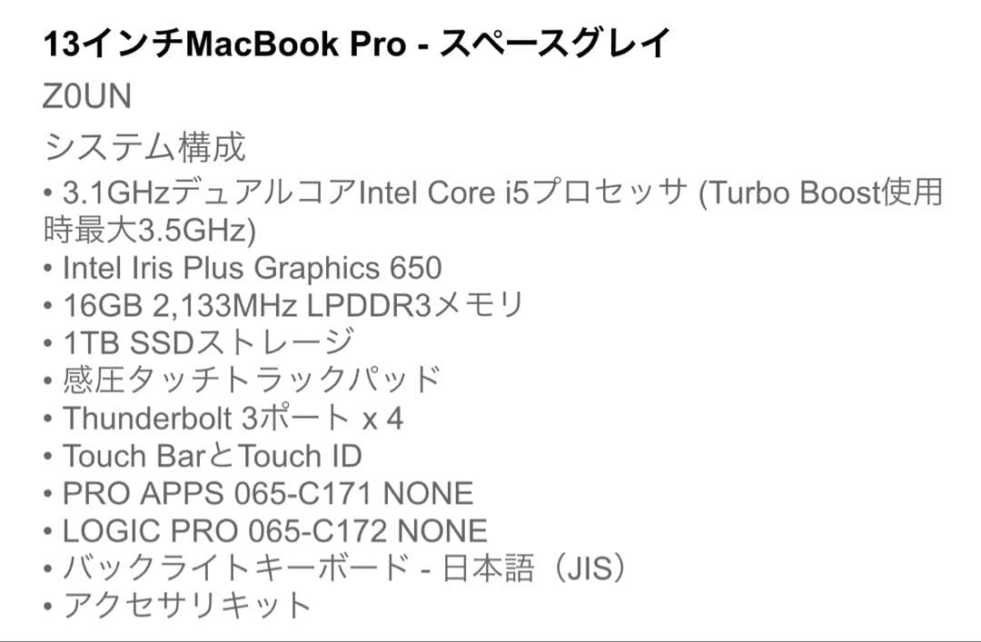 【付属品完備】SSD 1TB 13インチ MacBook Pro 2017