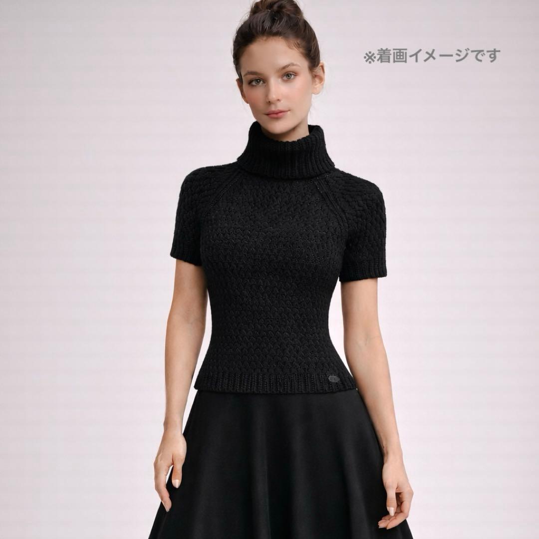 未使用級♡フォクシー ウールシルクカシミヤ タートルネック半袖ニット ローゲージ