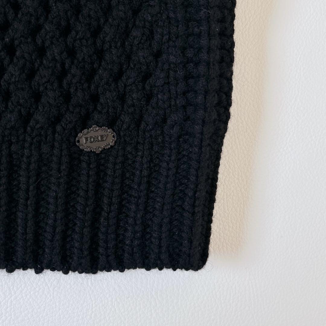 未使用級♡フォクシー ウールシルクカシミヤ タートルネック半袖ニット ローゲージ