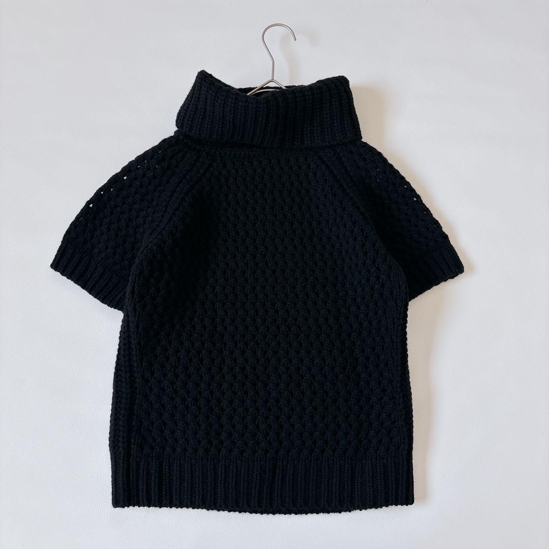 未使用級♡フォクシー ウールシルクカシミヤ タートルネック半袖ニット ローゲージ
