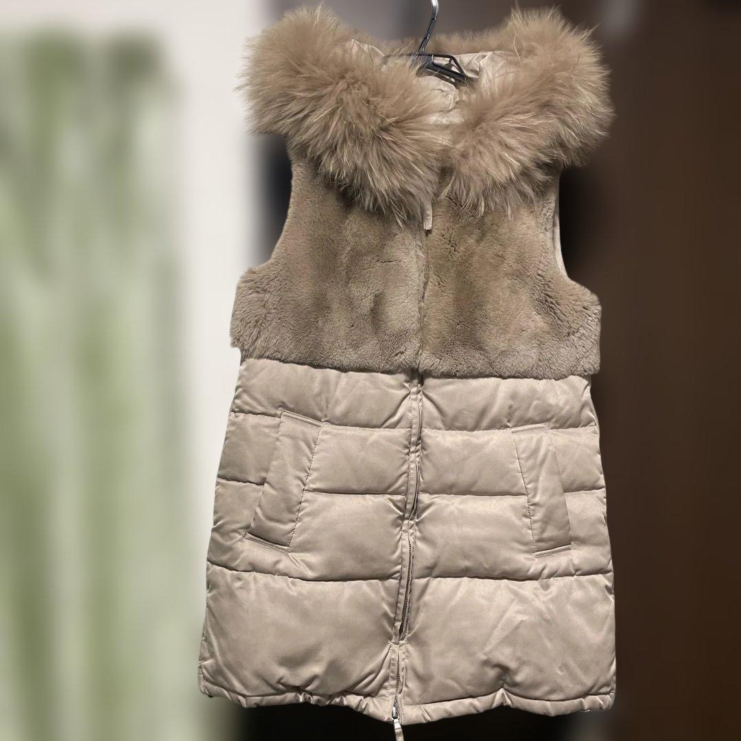 Diagram/フード付きリアルファーダウンベスト