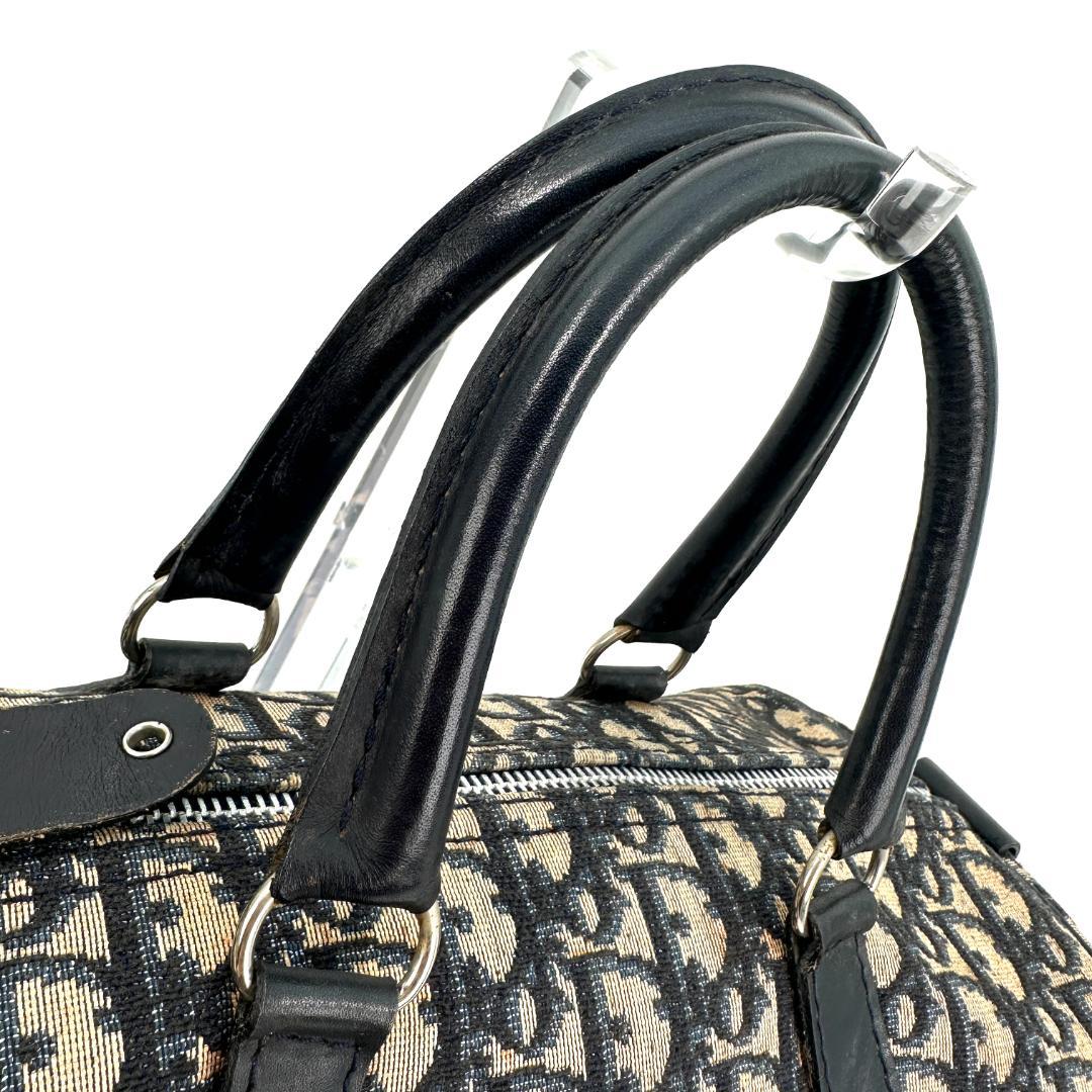 DIOR トロッター柄ミニボストンバッグ ハンドバッグ 黒 ブラック　内観美品