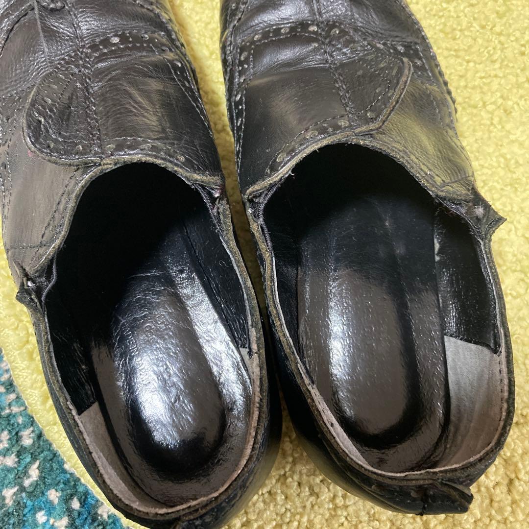 希少コムデギャルソントリコ　メダリオンシューズ皺加工22黒