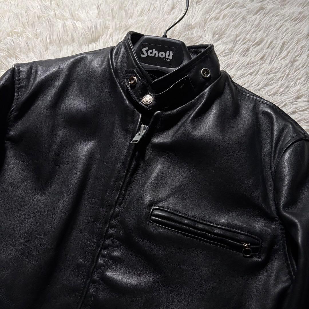 【米国製】schott ライダースジャケット　シングル　641 ブラック　本革