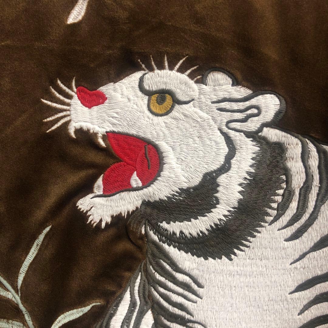 HOUSTON ヒューストン 別珍 ベロア スカジャン ホワイトタイガー虎刺繍