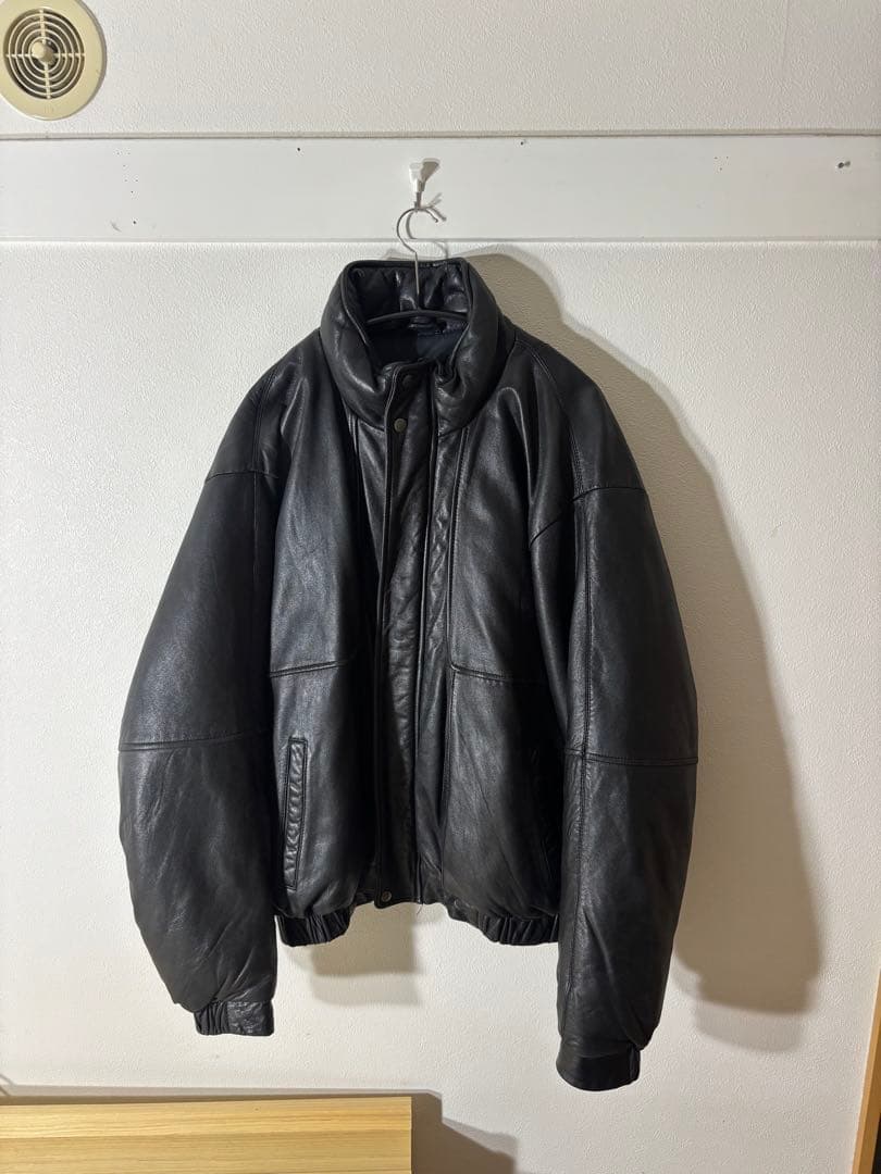 Eddie Bauer レザー ダウンジャケット　黒タグ