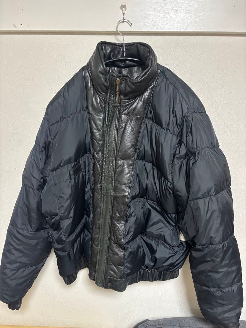 Eddie Bauer レザー ダウンジャケット　黒タグ