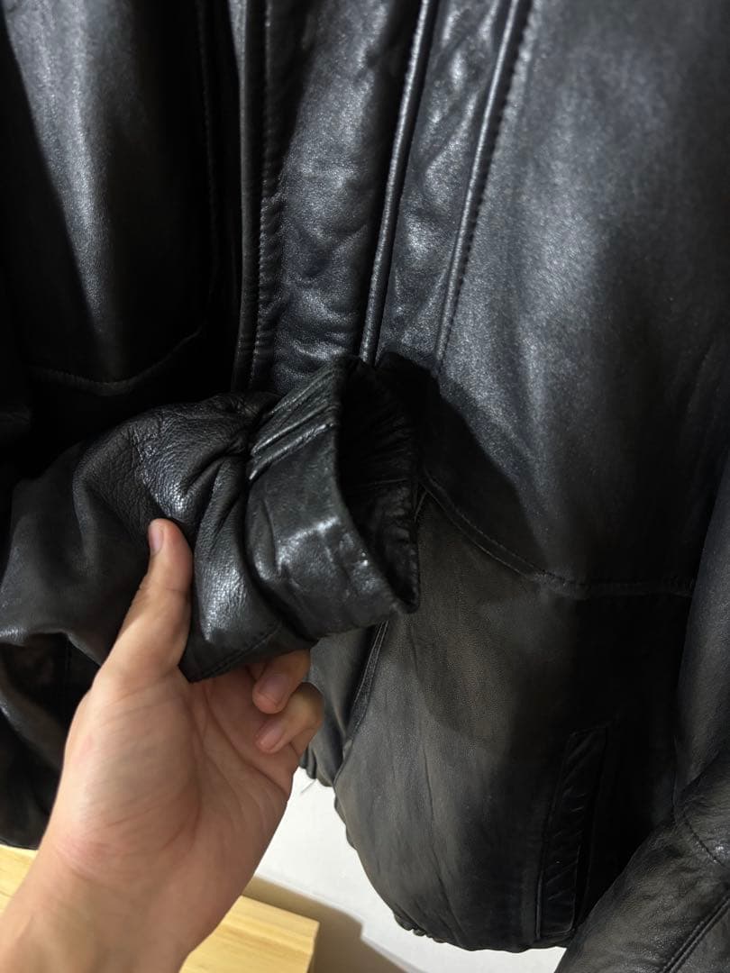 Eddie Bauer レザー ダウンジャケット　黒タグ