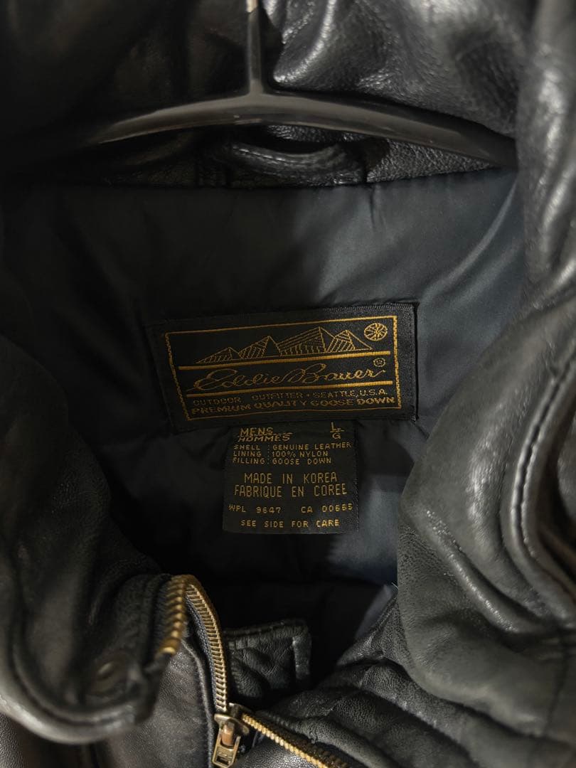 Eddie Bauer レザー ダウンジャケット　黒タグ