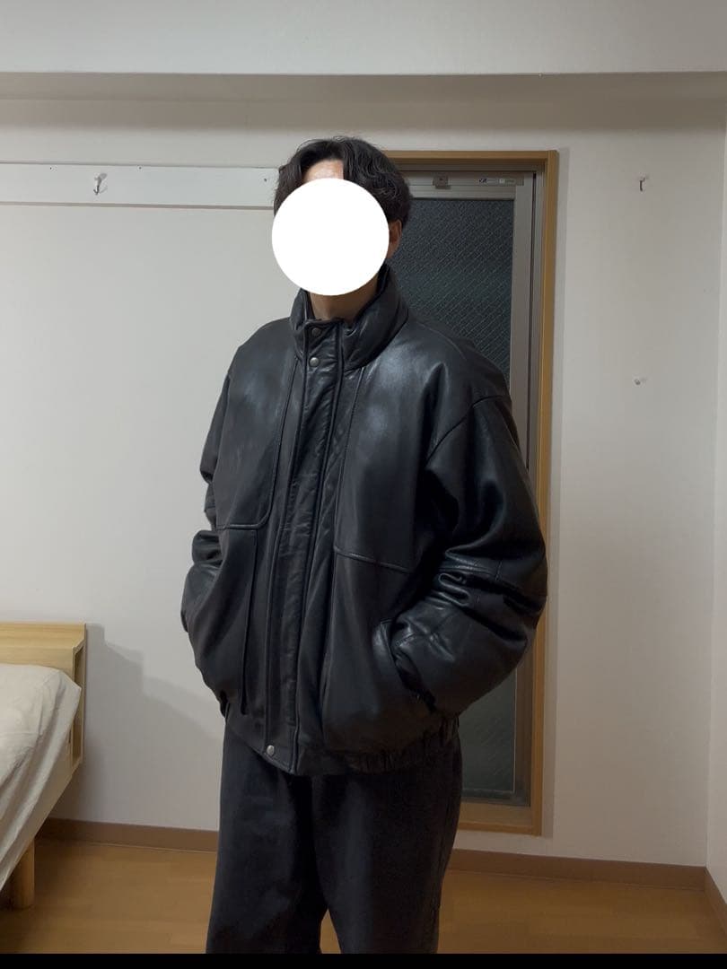 Eddie Bauer レザー ダウンジャケット　黒タグ