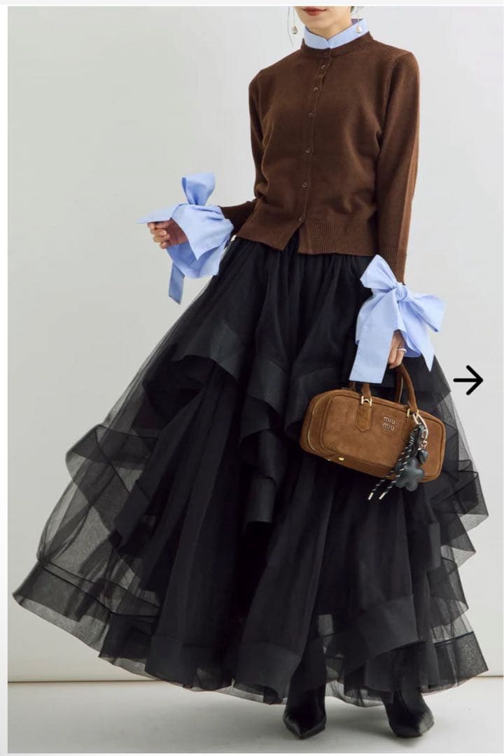 Frane ランダムフリルティアードボリュームスカート